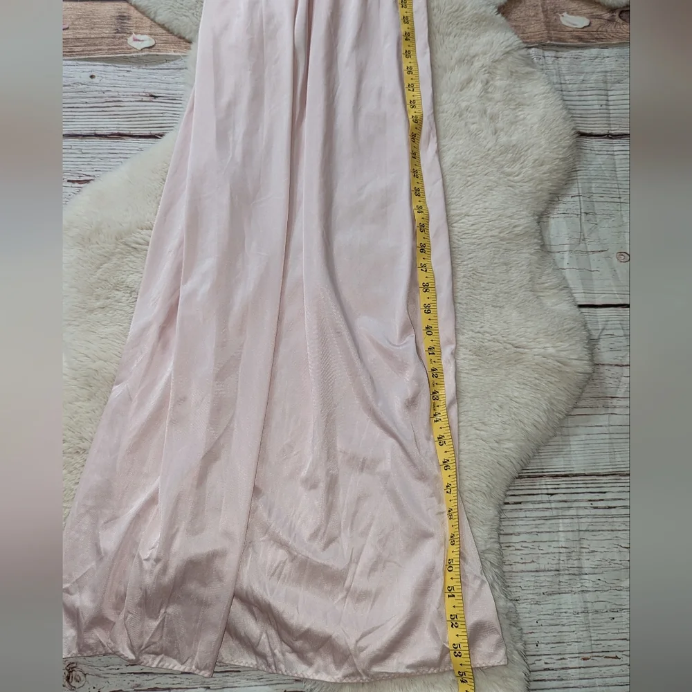 Vintage Olga Light Pink Peignoir Nightgown Small Lace Ribbon Nylon Spandex - Picture 10 of 12
